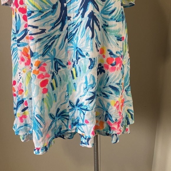 Lilly Pulitzer Bellamie Dress Serene Blue Tippy Top Sunny Shoulder Flowy Size XS - Picture 6 of 11